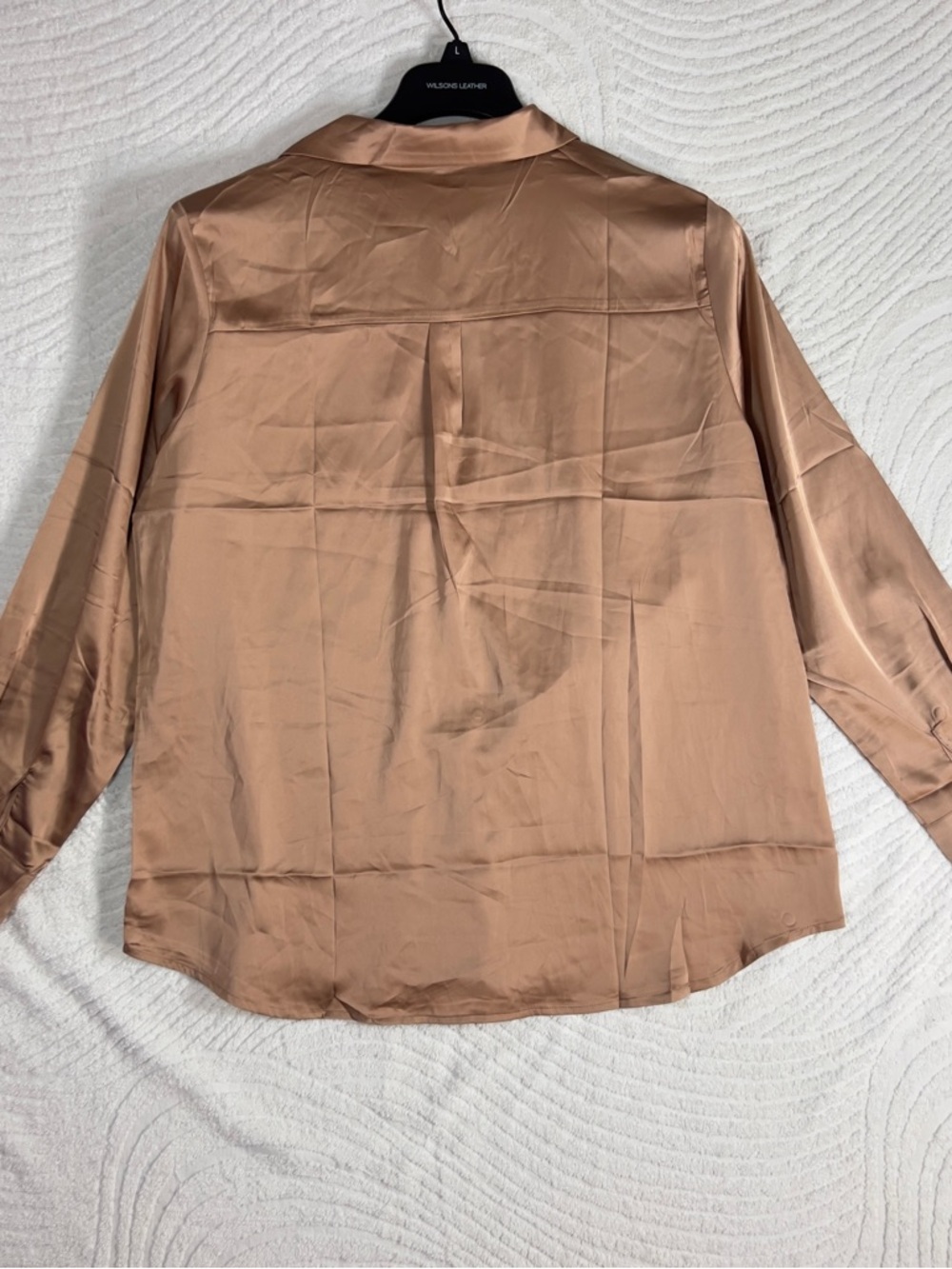 Women’s Satin Tan Button-Down Shirt - XL Unbranded - Picture 2 of 7